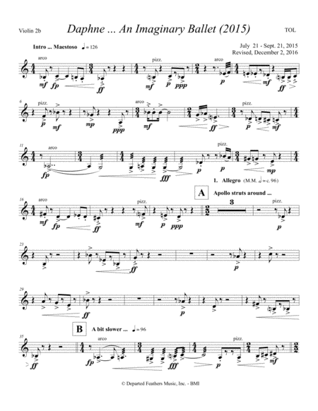 Daphne An Imaginary Ballet 2015 Violin 2b Part Sheet Music