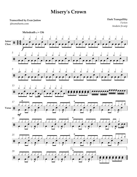 Dark Tranquillity Miserys Crown Sheet Music