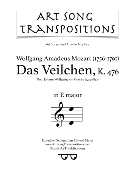 Das Veilchen K 476 E Major Sheet Music