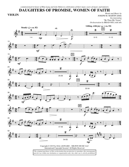 Daughters Of Promise Women Of Faith Violin Sheet Music