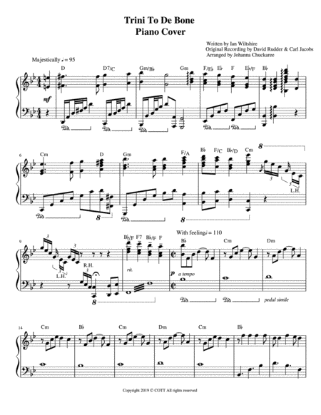 Free Sheet Music David Rudder Trini To De Bone Piano Cover By Johanna Chuckaree