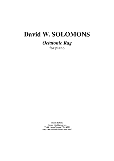 David W Solomons Octatonic Rag For Piano Solo Sheet Music