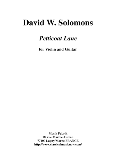 David Warin Solomons Petticoat Lane For Violin And Guitar Sheet Music