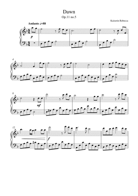 Free Sheet Music Dawn Op 11 No 5