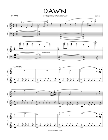 Free Sheet Music Dawn The Beginning Of Another Day