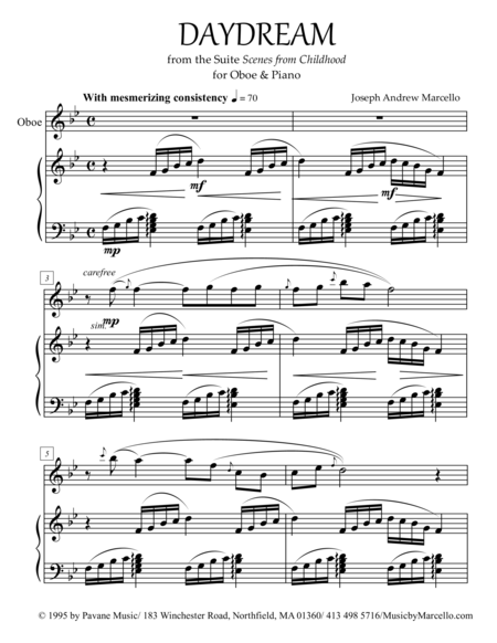 Daydream From Scenes From Childhood For Oboe Piano Sheet Music