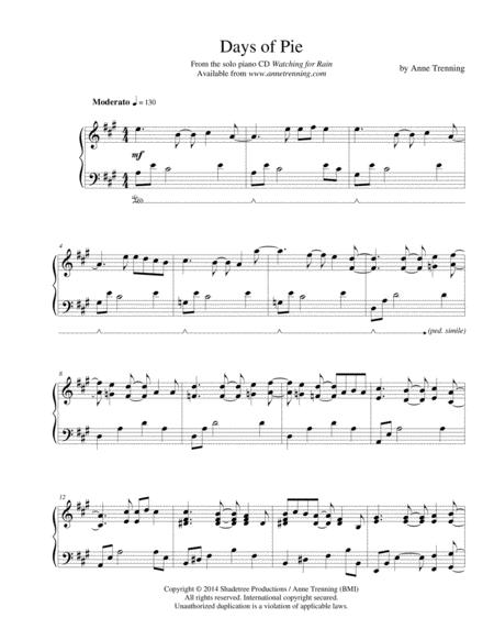 Days Of Pie Sheet Music For Piano Sheet Music