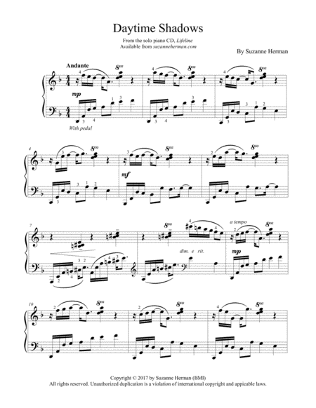 Free Sheet Music Daytime Shadows