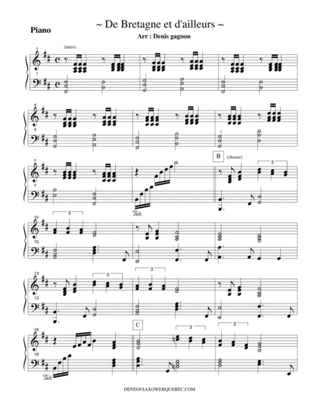 De Bretagne Et D Ailleurs Partition De Piano D Accompagnement Sheet Music