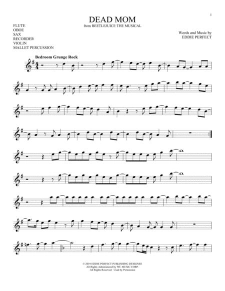 Free Sheet Music Dead Mom From Beetlejuice The Musical