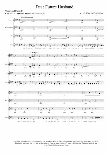 Free Sheet Music Dear Future Husband Ssa A Cappella