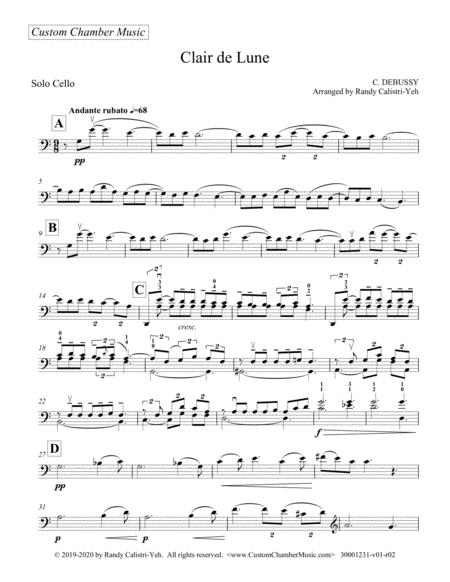 Free Sheet Music Debussy Clair De Lune Solo Cello