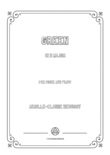 Debussy Green In D Major For Voice And Piano Sheet Music