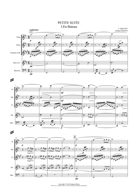 Debussy Petite Suite Mvt 1 En Bateau Wind Quintet Sheet Music