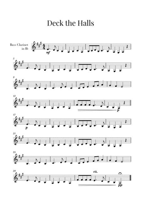 Free Sheet Music Deck The Halls For Bass Clarinet