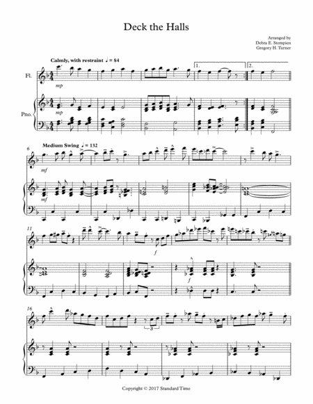 Deck The Halls For Flute Solo With Piano Accompaniment Sheet Music