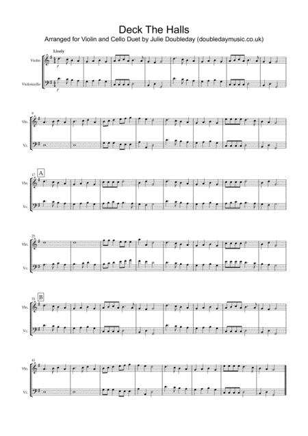 Free Sheet Music Deck The Halls For Violin And Cello Duet