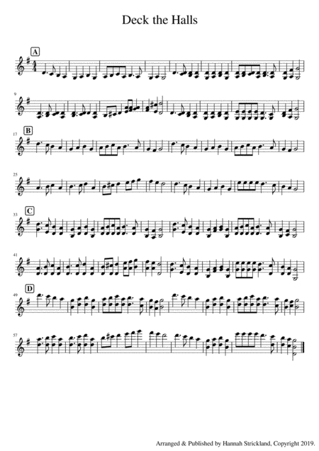 Free Sheet Music Deck The Halls Solo Violin