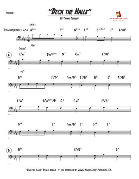 Free Sheet Music Deck The Halls Trombone Piano Eb Major