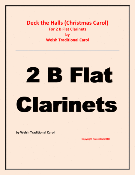 Free Sheet Music Deck The Halls Welsh Traditional Chamber Music Woodwind 2 B Flat Clarinetss Easy Level