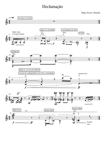 Free Sheet Music Declamao For Violin And Fixed Tape