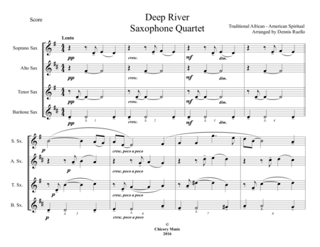 Free Sheet Music Deep River Sax Quartet Satb Aatb Intermediate