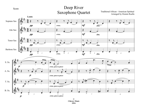 Deep River Sax Quartet Satb Aatb Intermediate Sheet Music