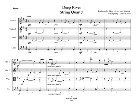 Free Sheet Music Deep River String Quartet Intermediate