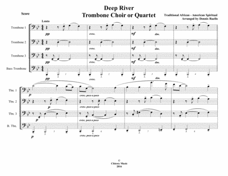 Free Sheet Music Deep River Trombone Choir Or Quartet Advanced Intermediate