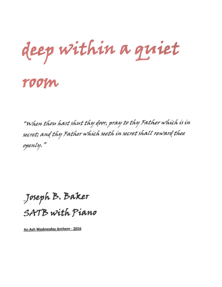 Deep Within A Quiet Room Sheet Music