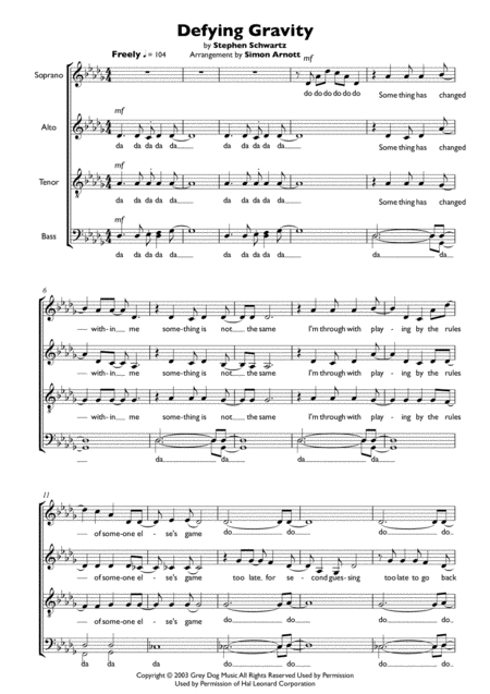 Defying Gravity Satb Sheet Music