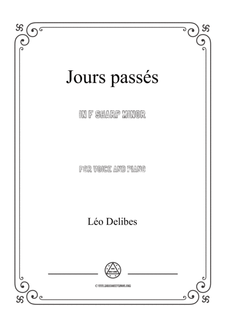 Delibes Jours Passs In F Sharp Minor For Voice And Piano Sheet Music