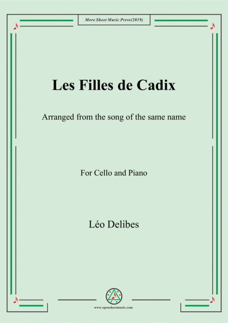 Delibes Les Filles De Cadix For Cello And Piano Sheet Music