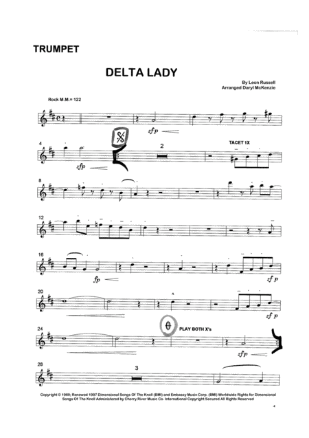 Free Sheet Music Delta Lady Male Vocal With Small Band 4 Horns Key Of C