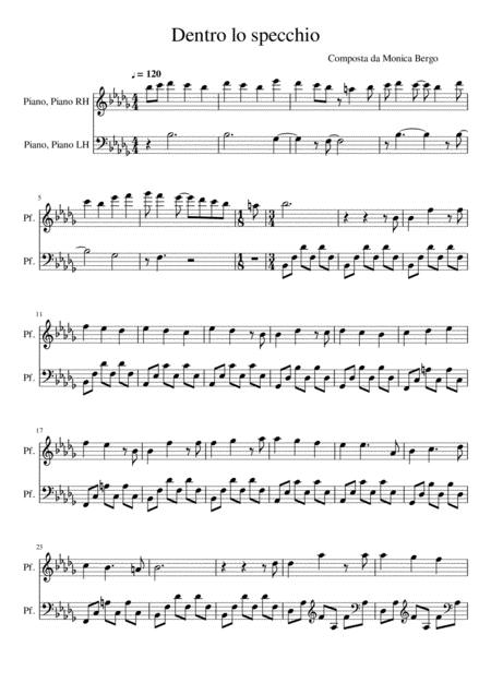 Free Sheet Music Dentro Lo Specchio