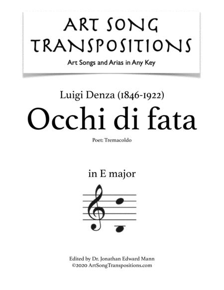 Denza Occhi Di Fata Transposed To E Major Sheet Music