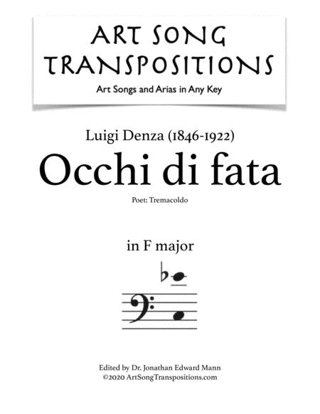 Denza Occhi Di Fata Transposed To F Major Bass Clef Sheet Music