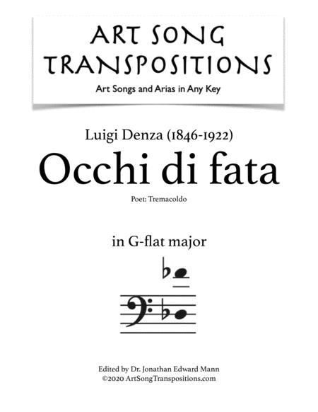 Denza Occhi Di Fata Transposed To G Flat Major Bass Clef Sheet Music