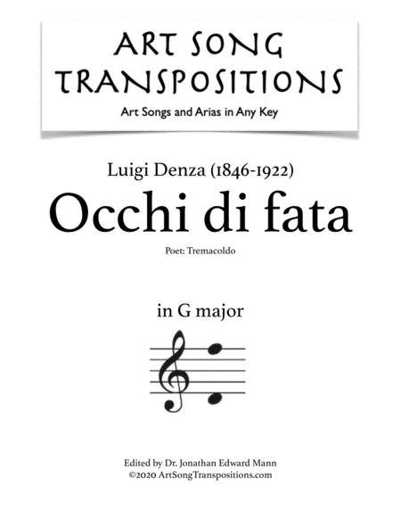 Free Sheet Music Denza Occhi Di Fata Transposed To G Major