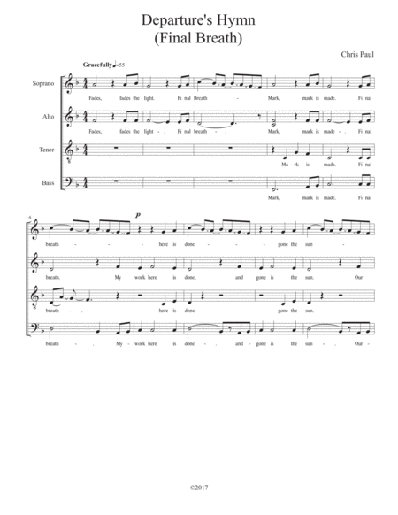 Free Sheet Music Departures Hymn