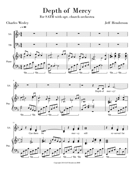 Depth Of Mercy Sheet Music