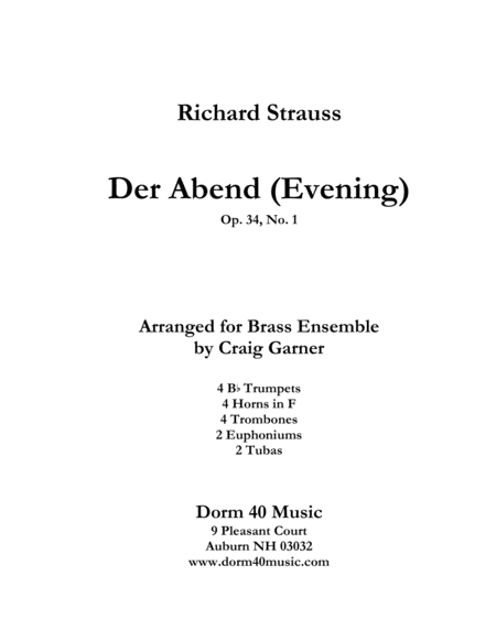 Der Abend Evening For 16 Part Brass Ensemble Sheet Music