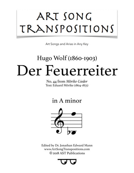 Free Sheet Music Der Feuerreiter A Minor