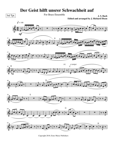 Free Sheet Music Der Geist 3rd Trumpet