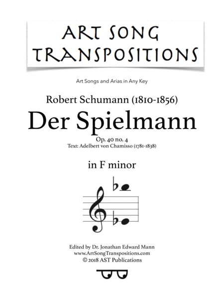 Der Spielmann Op 40 No 4 F Minor Sheet Music