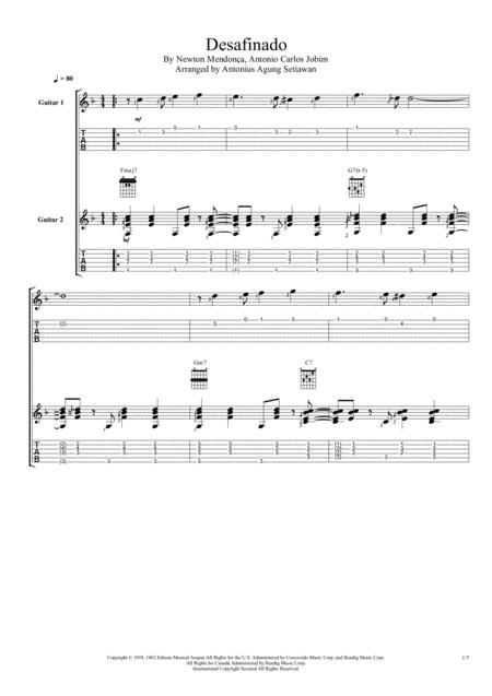 Free Sheet Music Desafinado Duet Guitar Score