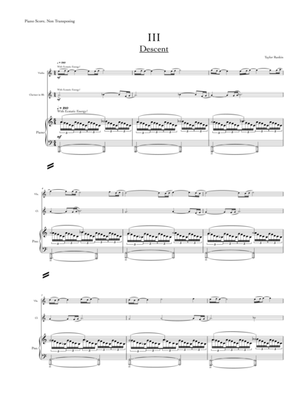 Descent Metropolis Movement Iii Trio For Violin Bb Clarinet And Piano Sheet Music