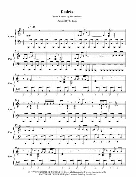 Free Sheet Music Desiree Piano Solo