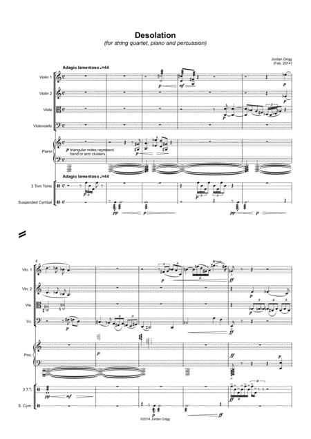 Free Sheet Music Desolation For String Quartet Piano And Percussion