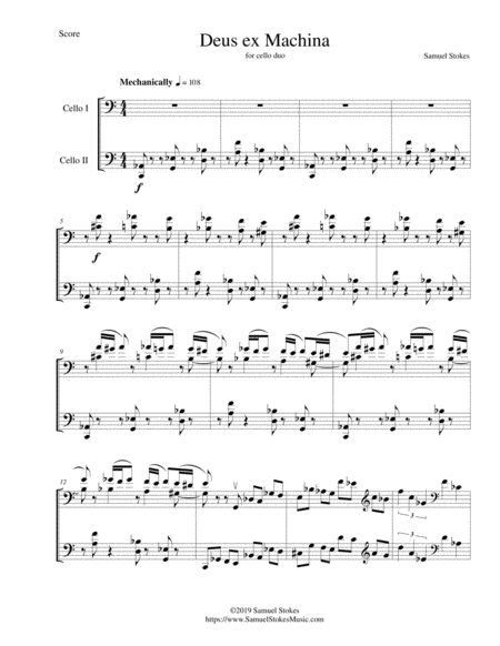 Free Sheet Music Deus Ex Machina For Cello Duo